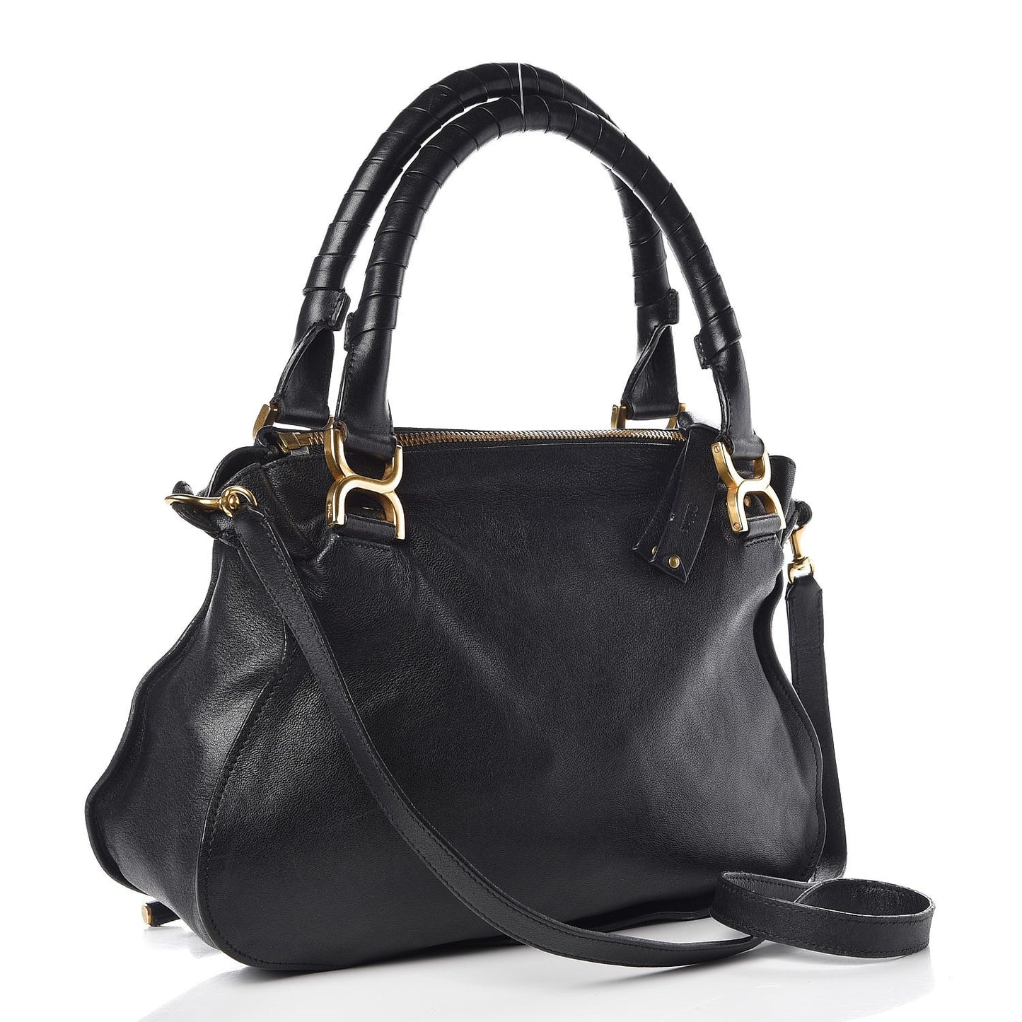 Calfskin Studded Medium Marcie Satchel Black