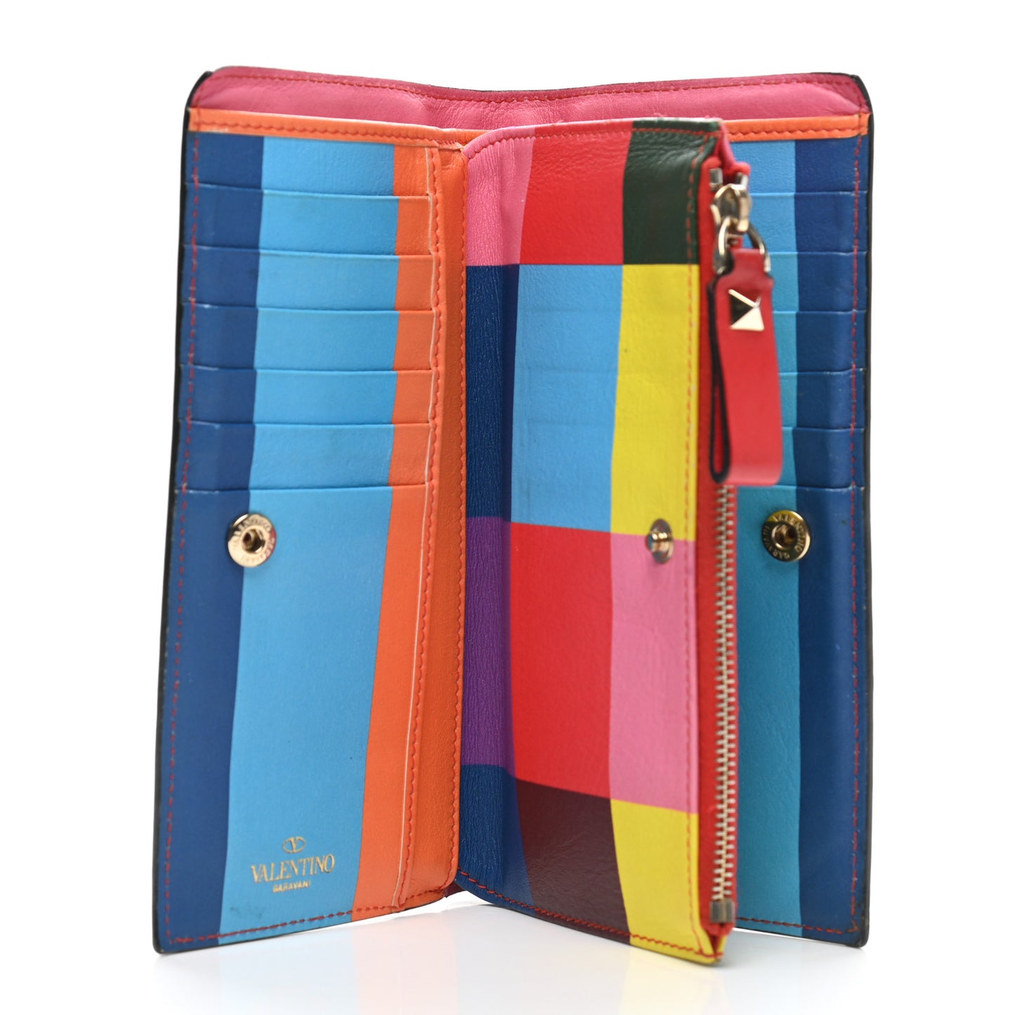 Calfskin Rockstud Continental Wallet Multicolor