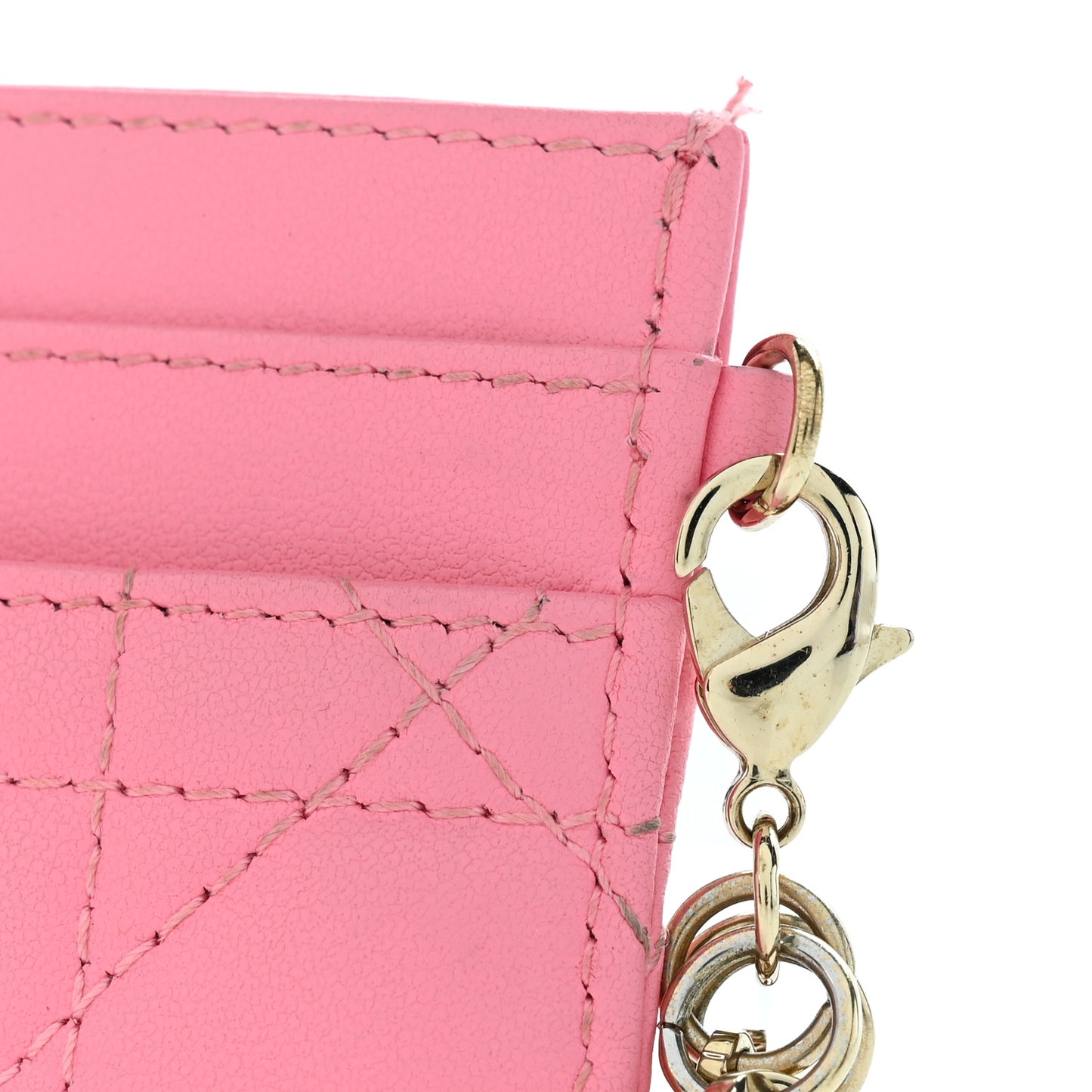 Lambskin Cannage Lady Dior Card Holder Strawberry Pink