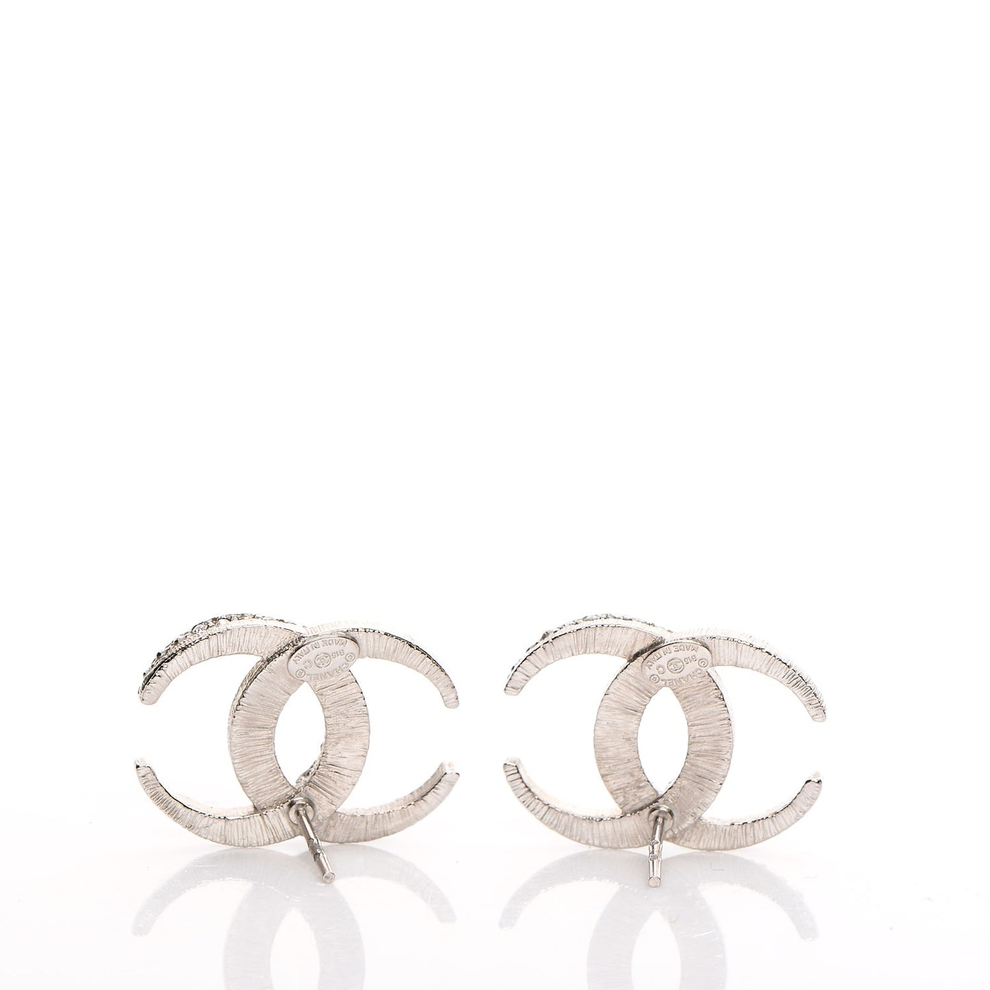 Crystal CC Moon Earrings Silver