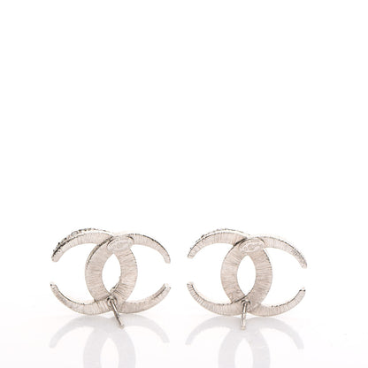 Chanel Crystal CC Moon Earrings Silver 3 of 5