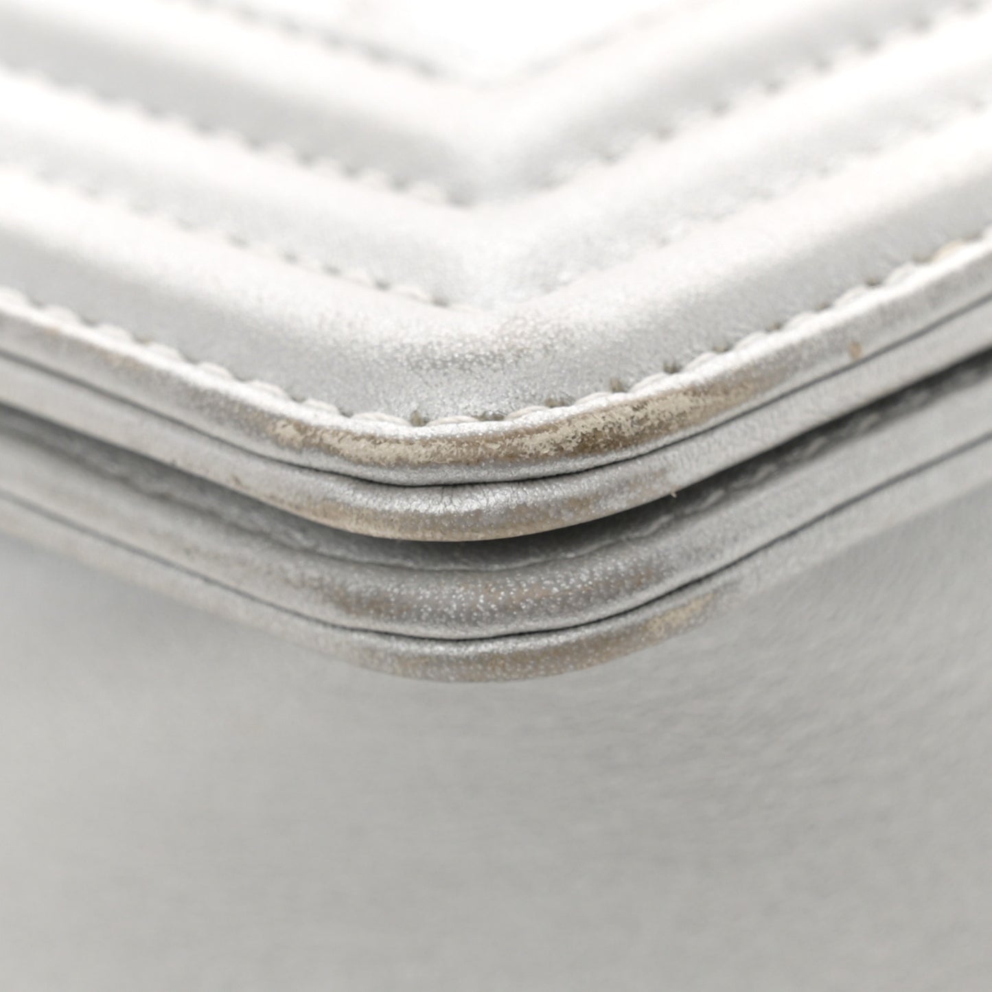Metallic Lambskin Quilted Medium Boy Flap Silver