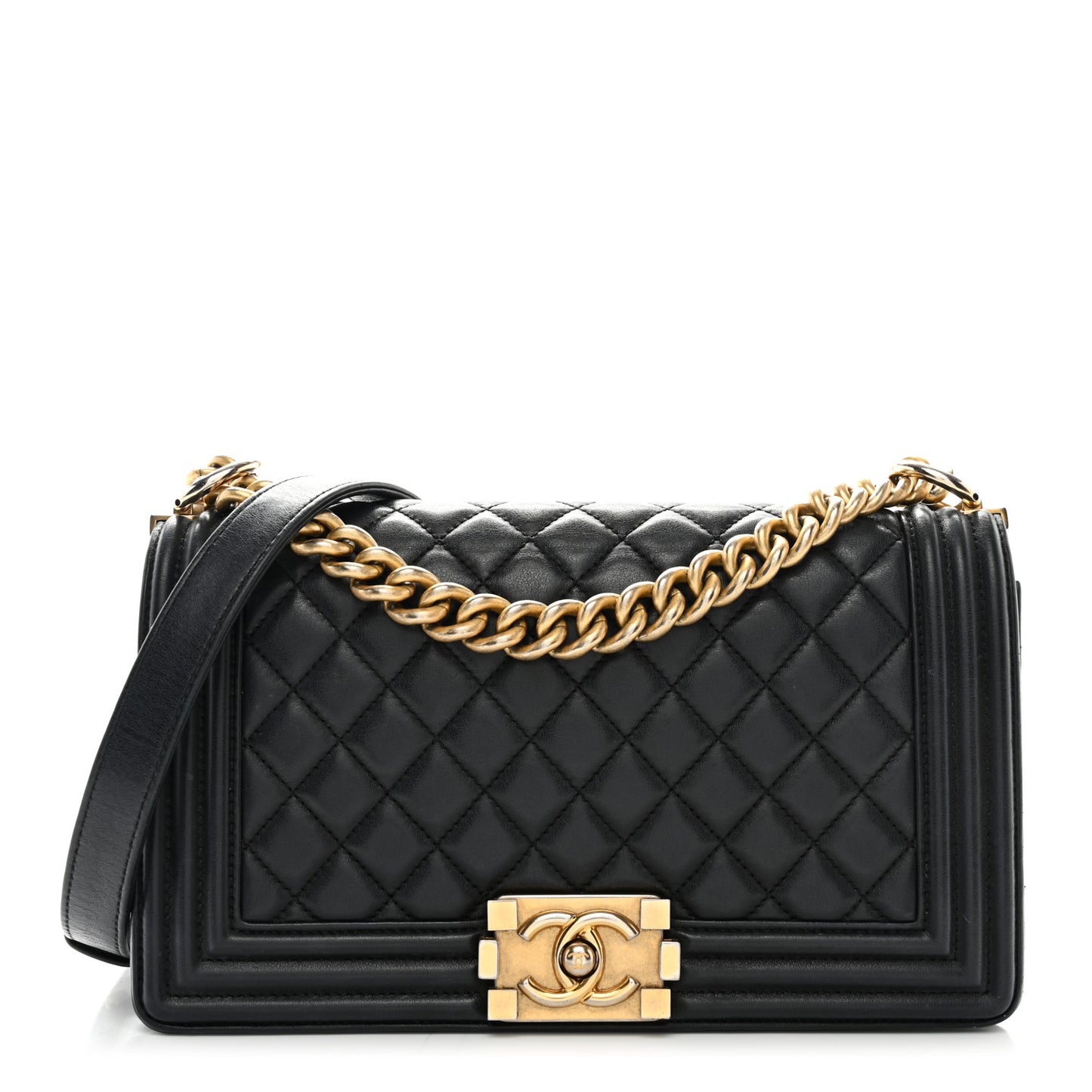 Calfskin Quilted Medium Boy Flap Black