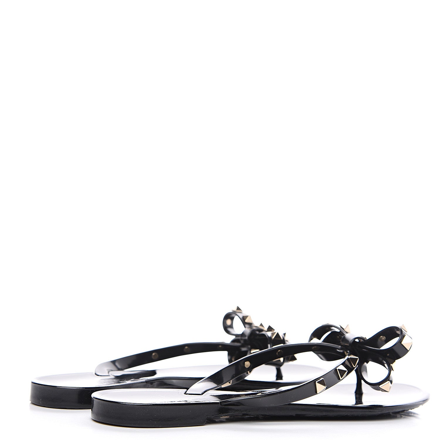 Valentino Garavani PVC Jelly Rockstud Bow Thong Sandals 40 Black 4 of 7