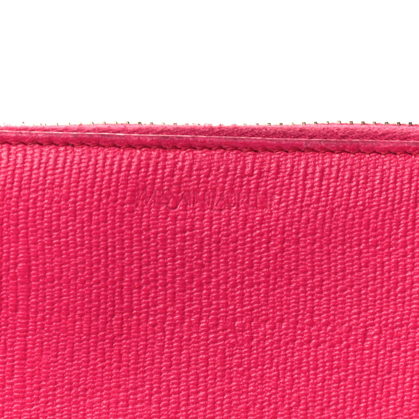 Calfskin Textured ChYc Zip Around Wallet Fuchsia