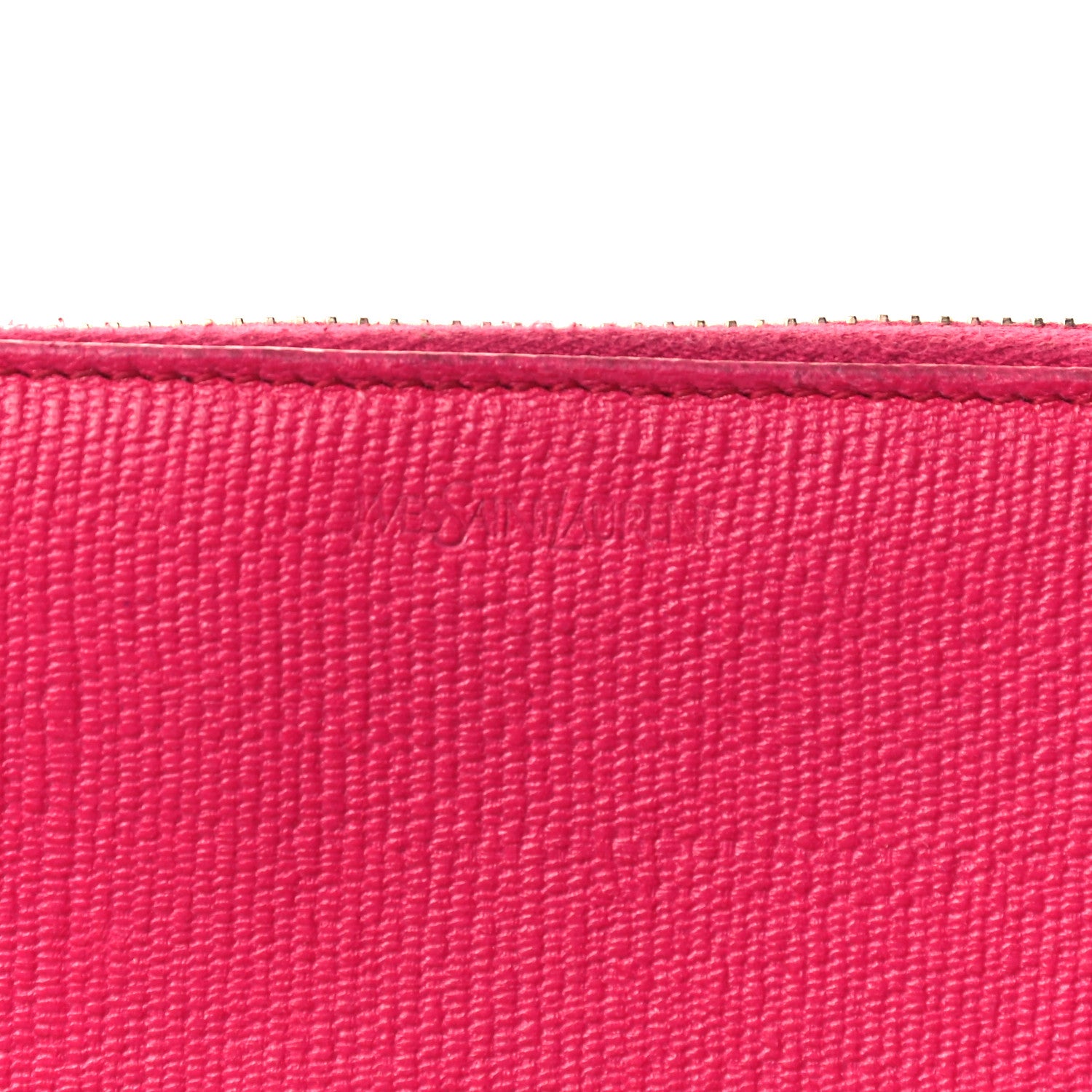 Saint Laurent Calfskin Textured ChYc Zip Around Wallet Fuchsia 7 of 9