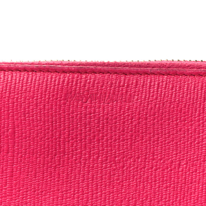 Saint Laurent Calfskin Textured ChYc Zip Around Wallet Fuchsia 7 of 9
