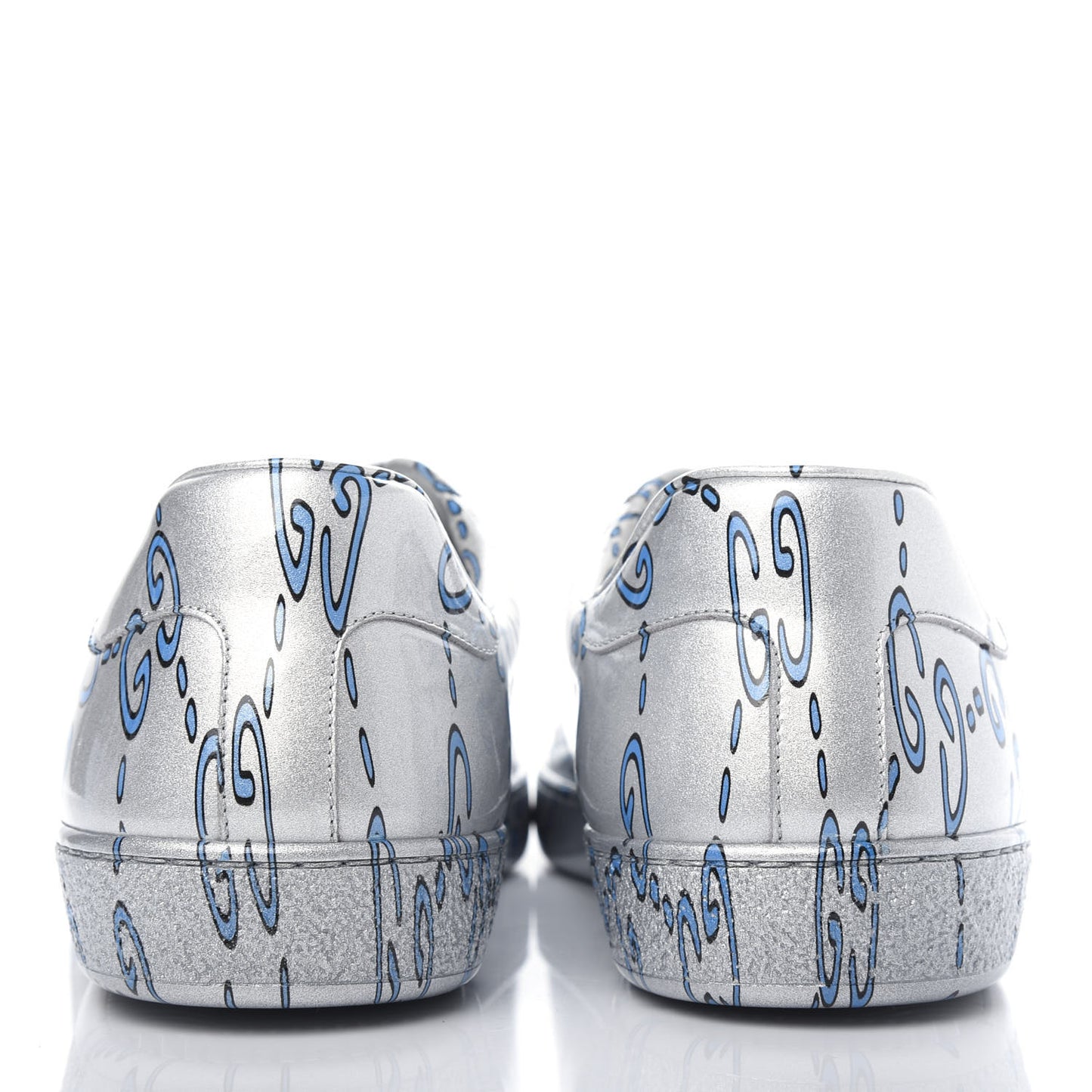 Miro Rubber Wax GucciGhost Print Mens New Ace Sneakers 9 Silver