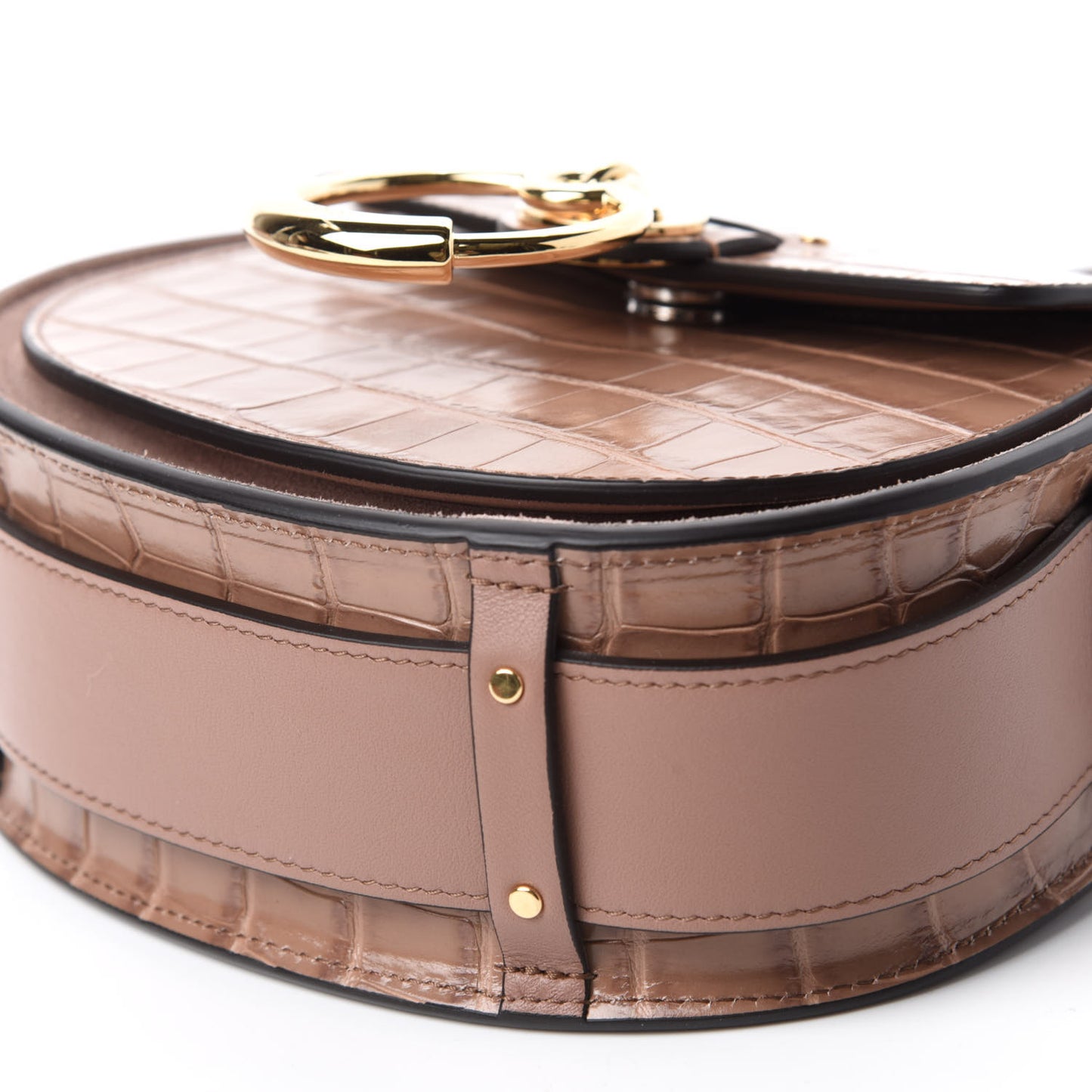 Calfskin Crocodile Embossed Small Tess Bag Woodrose