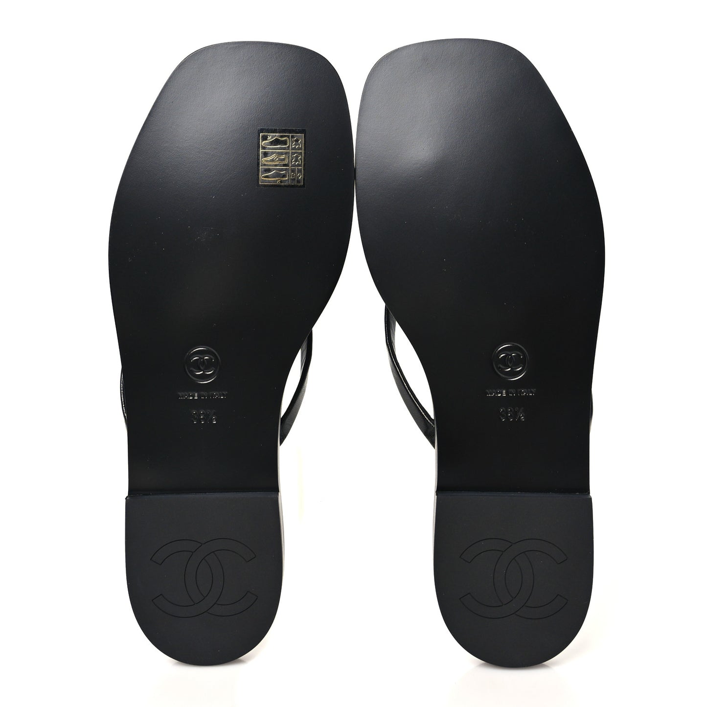 Goatskin CC Times Square Thong Sandals 38.5 Black