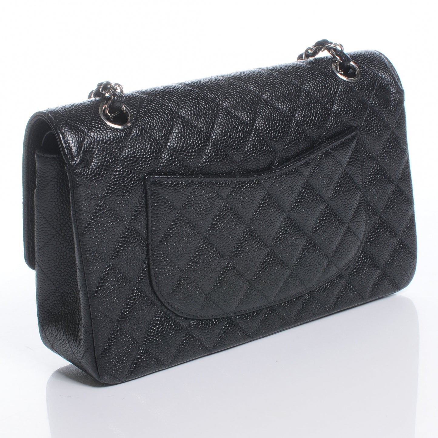 Caviar Quilted Medium Double Flap Black
