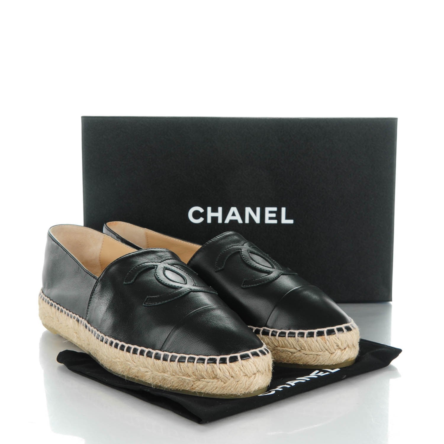 Chanel Lambskin CC Espadrilles 40 Black 6 of 10