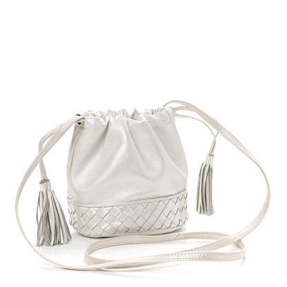 Bottega Veneta Nappa Intrecciato Drawstring Bucket Bag White 2 of 9