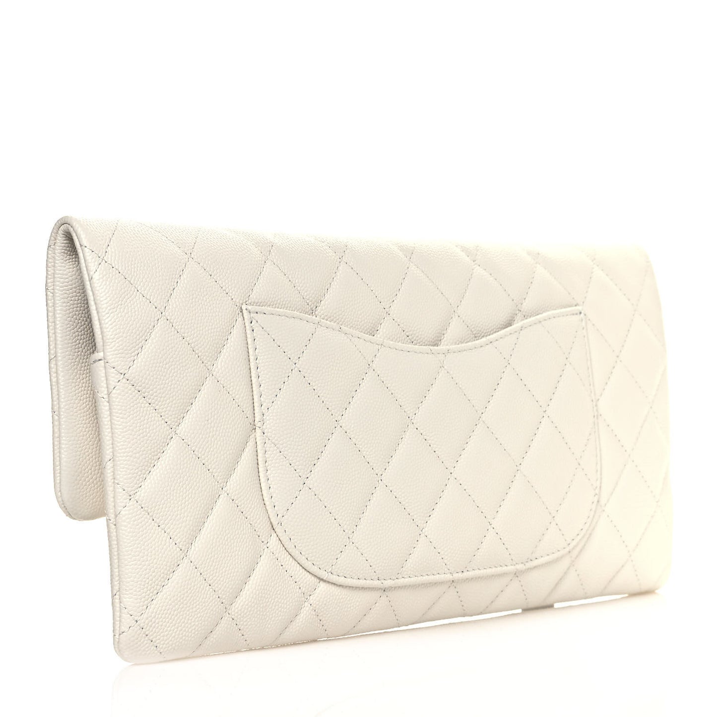 Caviar Quilted Flap Clutch White