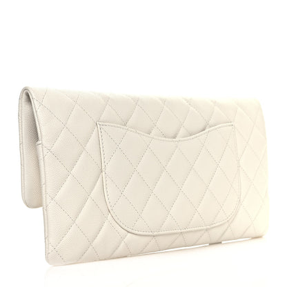 Chanel Caviar Quilted Flap Clutch White 4 of 14