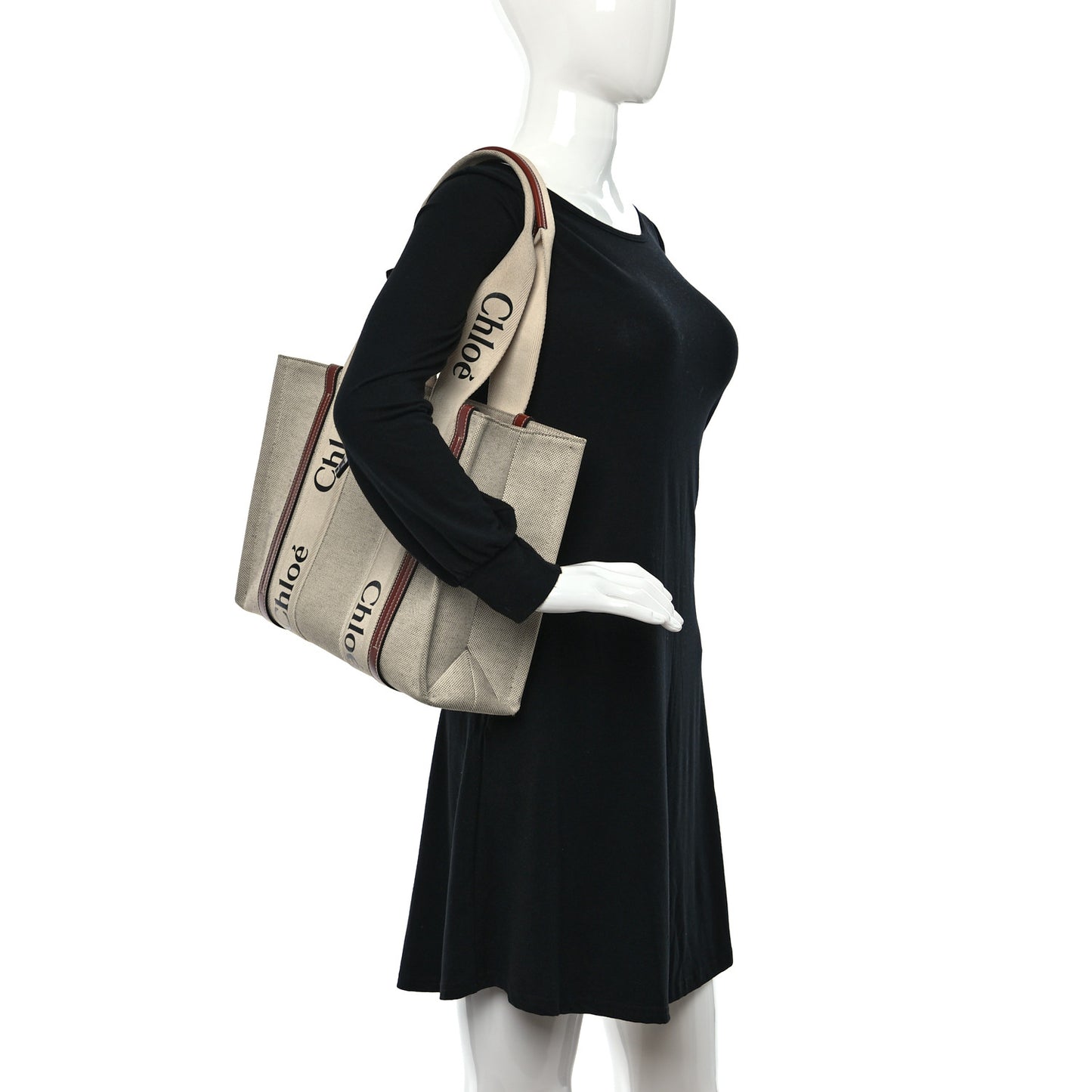 Cotton Calfskin Medium Woody Ribbon Tote White Brown