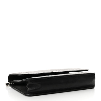 Chanel Lambskin Camellia Embossed Wallet on Chain WOC Black 4 of 17