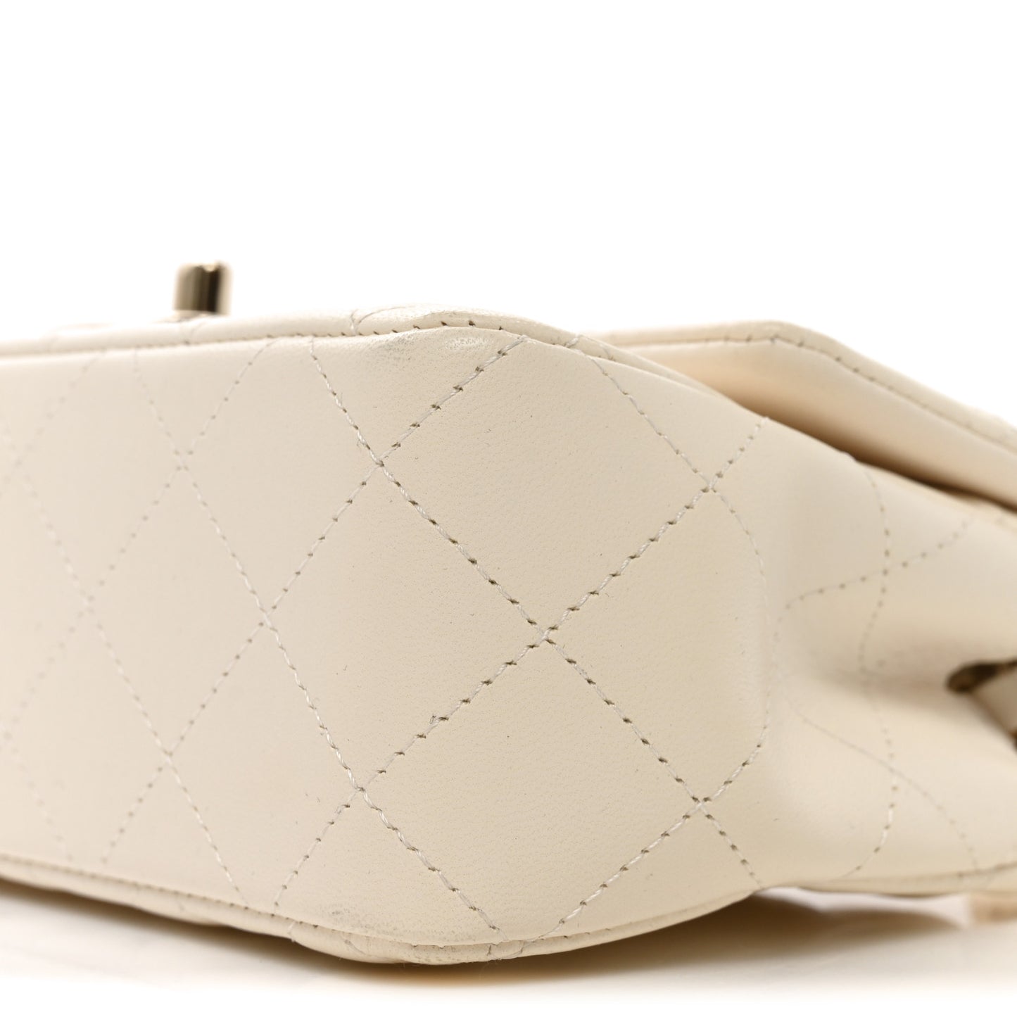 Lambskin Quilted Mini Rectangular Flap White