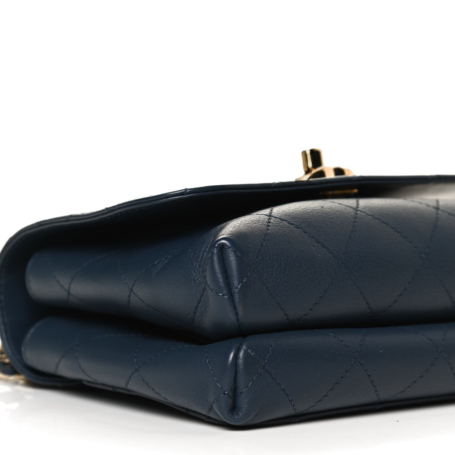 Chanel Calfskin Quilted Small Double Pocket Top Handle Flap Blue 9 of 16
