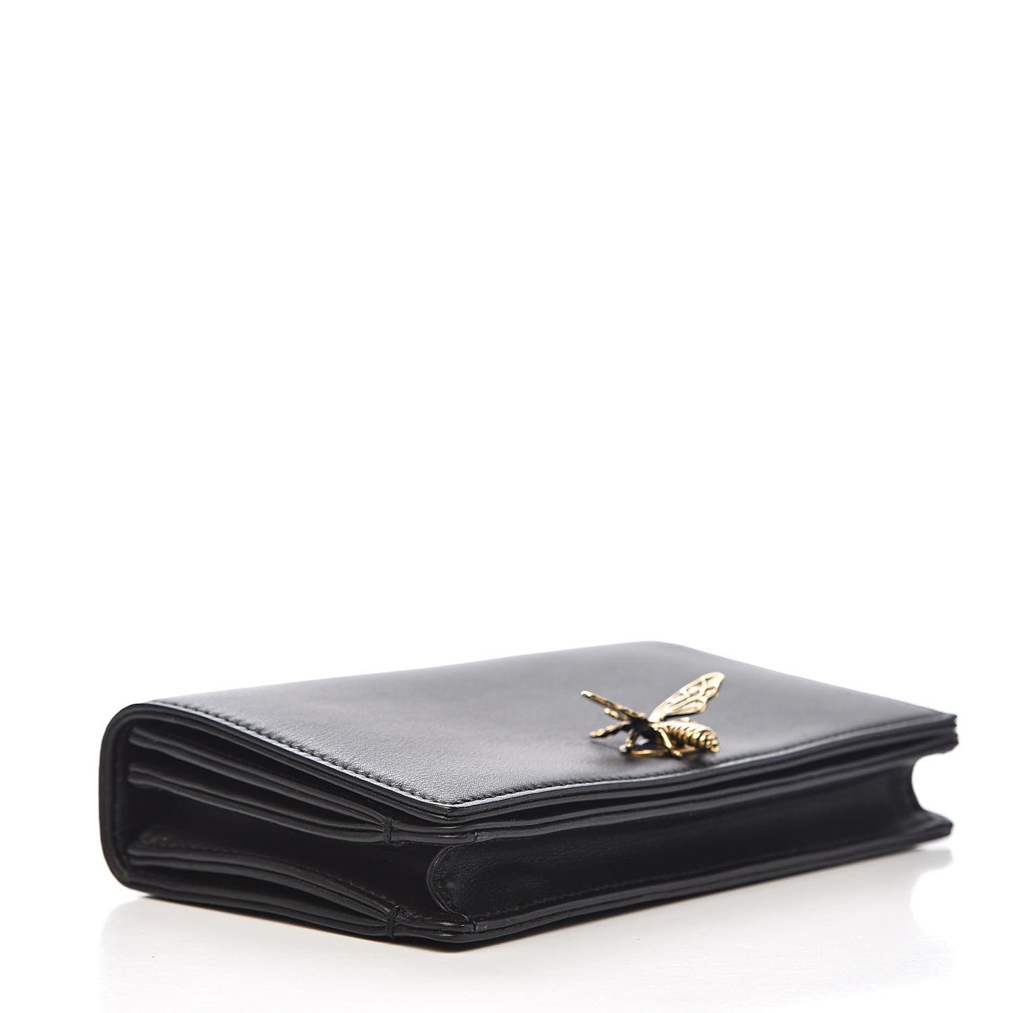 Calfskin Bee Clutch Black