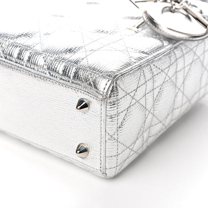Christian Dior Metallic Grained Calfskin Cannage Small Lucky Badges My Lady Dior Silver 8 of 9