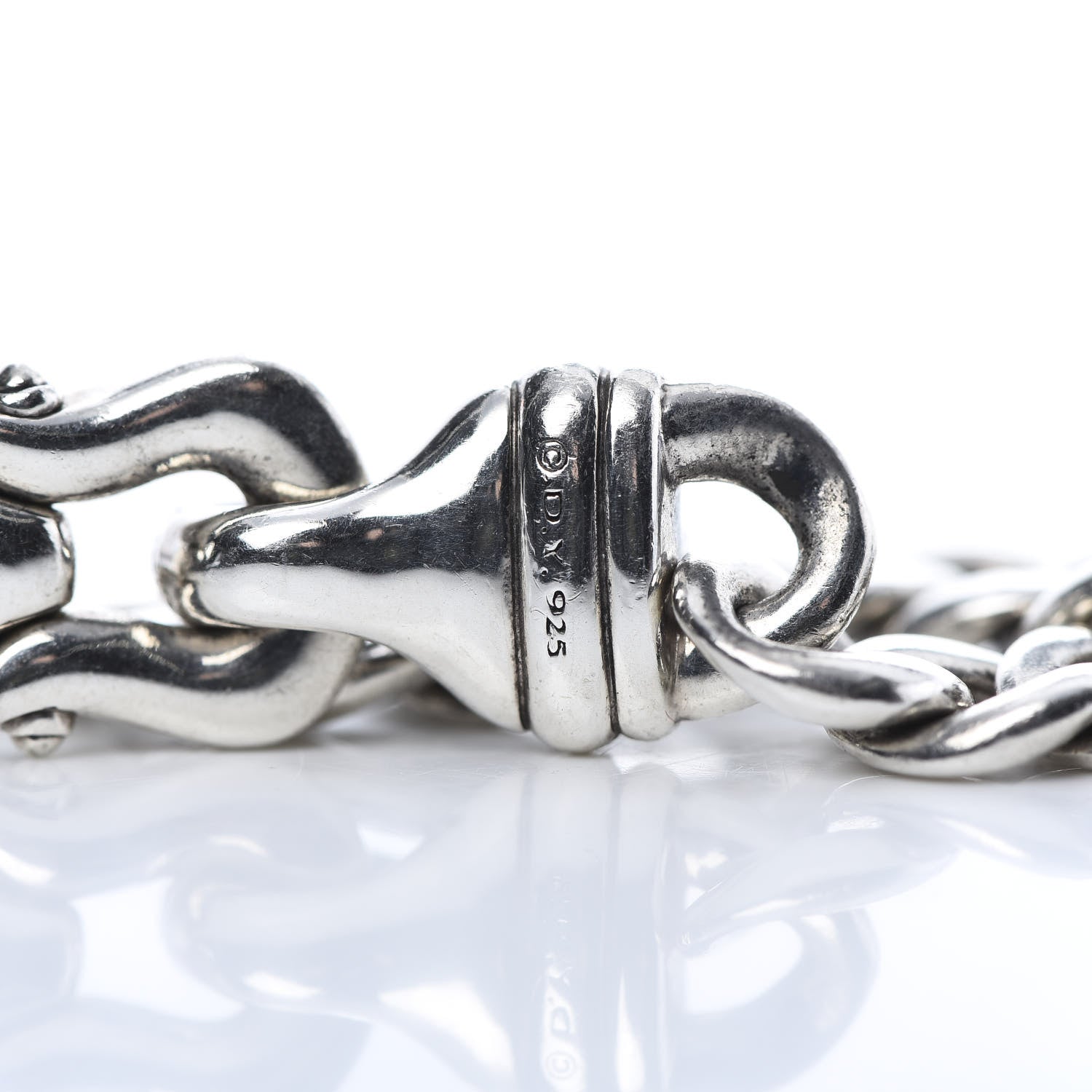 David Yurman Sterling Silver Diamond 10mm Buckle Curb Chain Bracelet 5 of 5