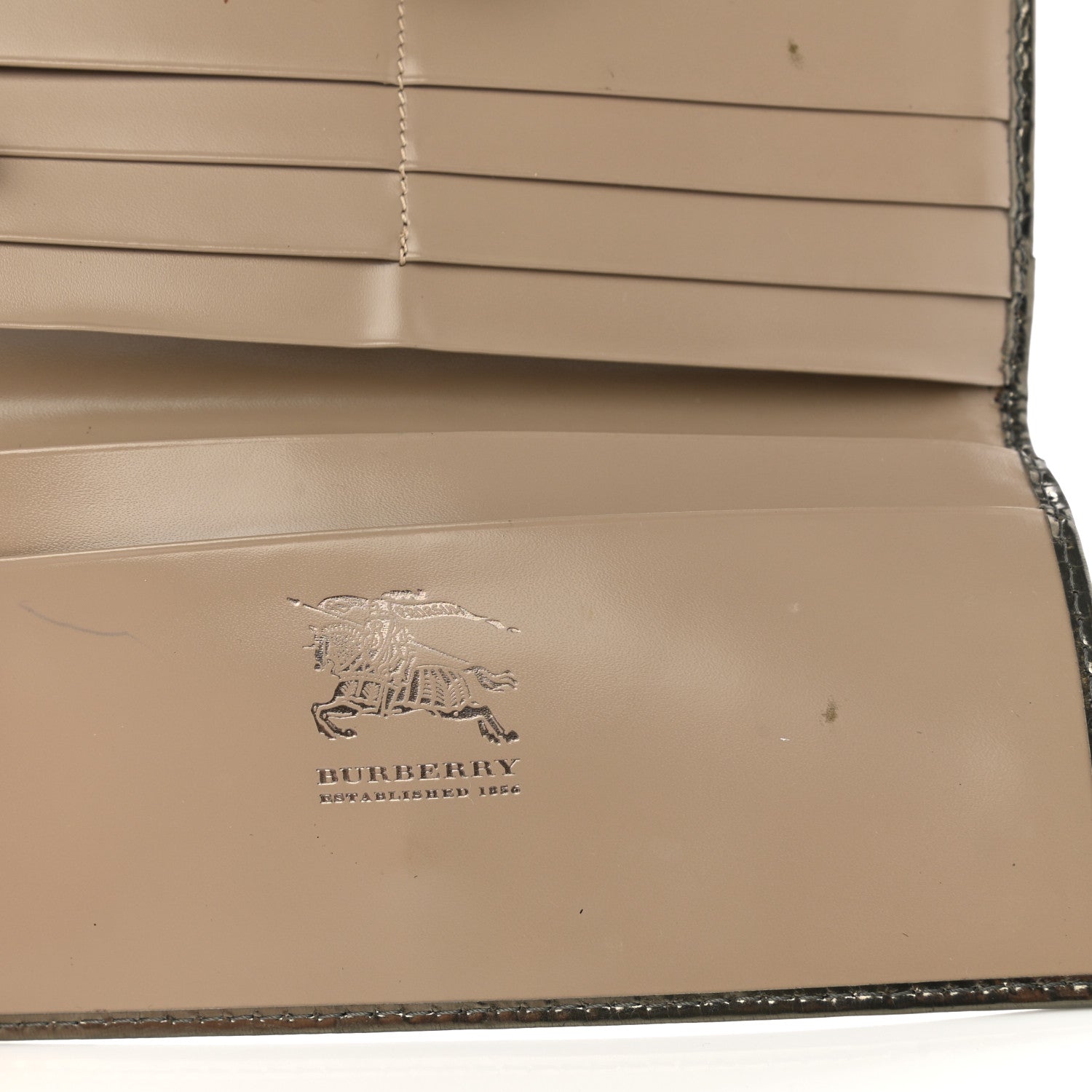 Burberry Patent Nova Check Tri-Fold Wallet Pewter 7 of 15