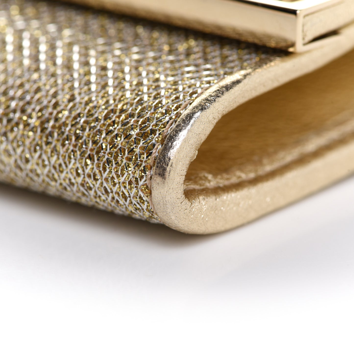 Glitter Fabric Milla Chain Wallet Champagne