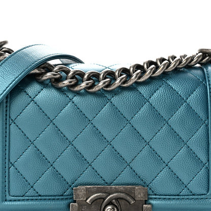 Chanel Metallic Caviar Quilted Small Boy Flap Blue 8 of 14