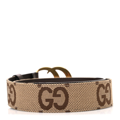 Gucci Monogram Jumbo GG Textured Dollar Calfskin Double G 40mm Belt 80 32 Camel Ebony 2 of 5