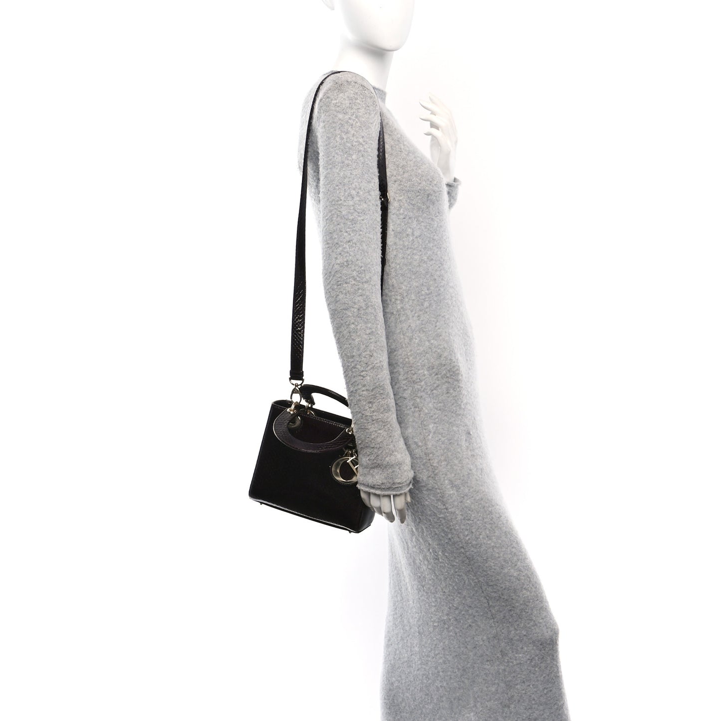 Snakeskin Small Lady Dior Burgundy