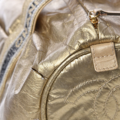 Chanel Metallic Coated Canvas Sport Duffle Gold 19 of 23