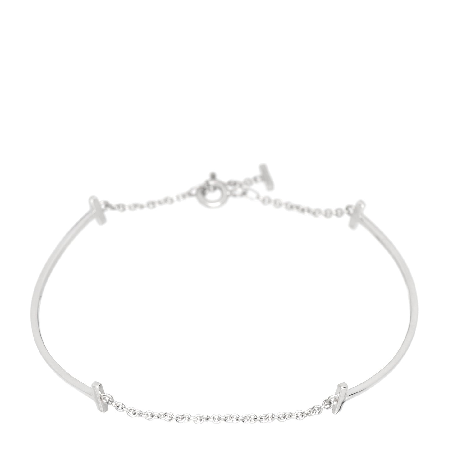 Sterling Silver Double T Smile Bracelet