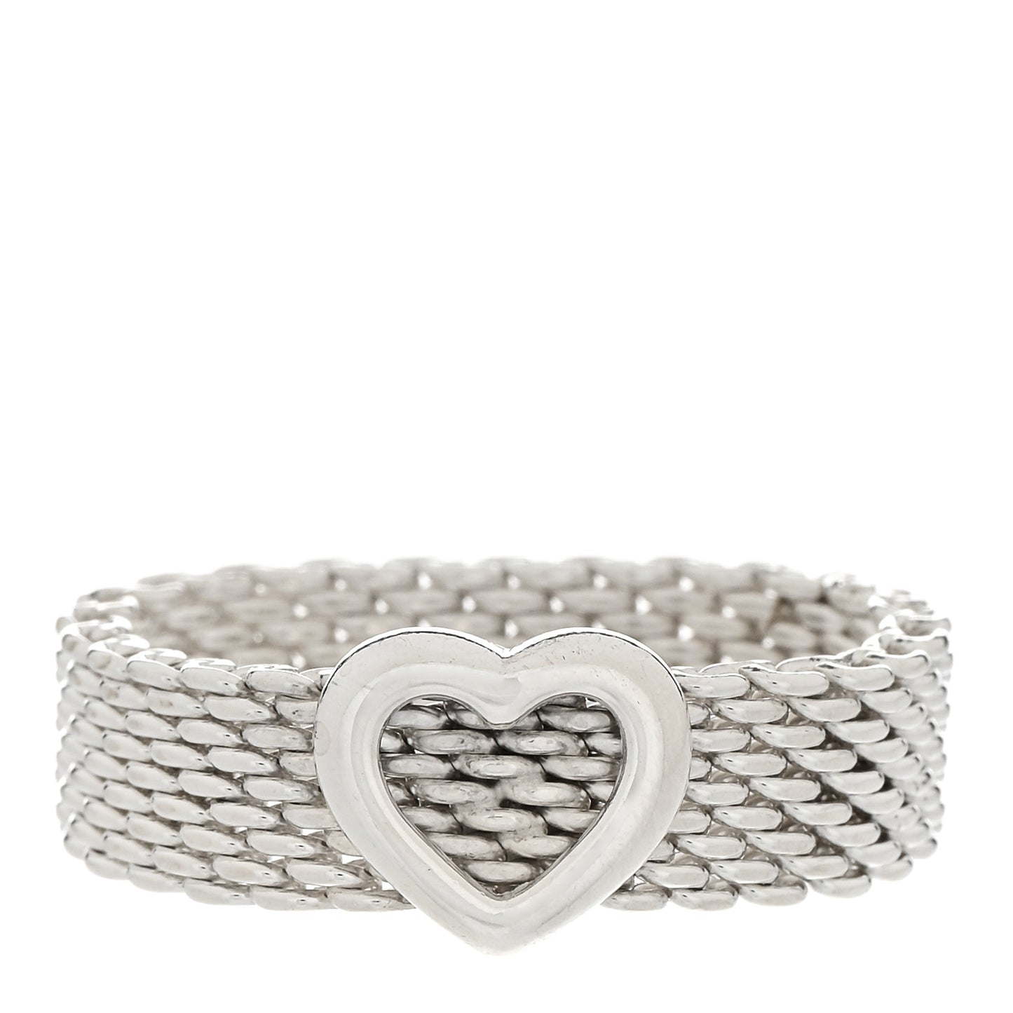 Sterling Silver Somerset Mesh Heart Ring 56 7.75
