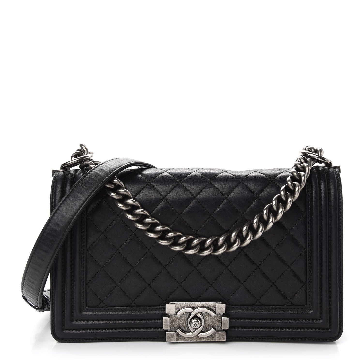 Chanel Lambskin Quilted Medium Boy Flap Black 1 of 10