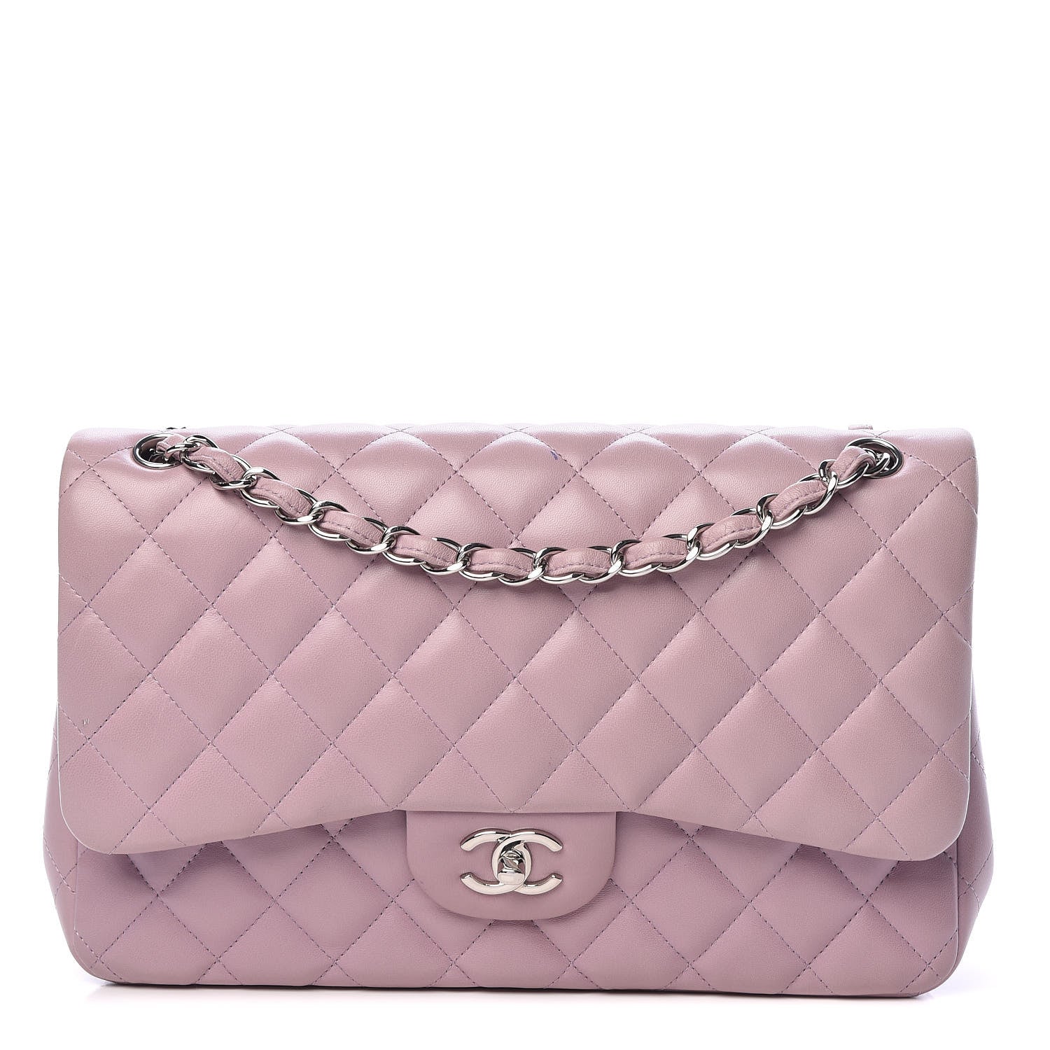 Chanel Lambskin Quilted Jumbo Double Flap Light Purple 1 of 17