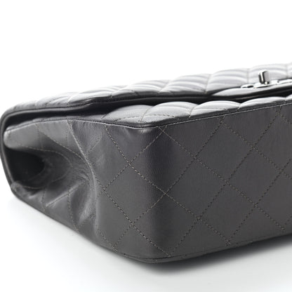 Chanel Metallic Lambskin Quilted Jumbo Single Flap Dark Grey 8 of 11