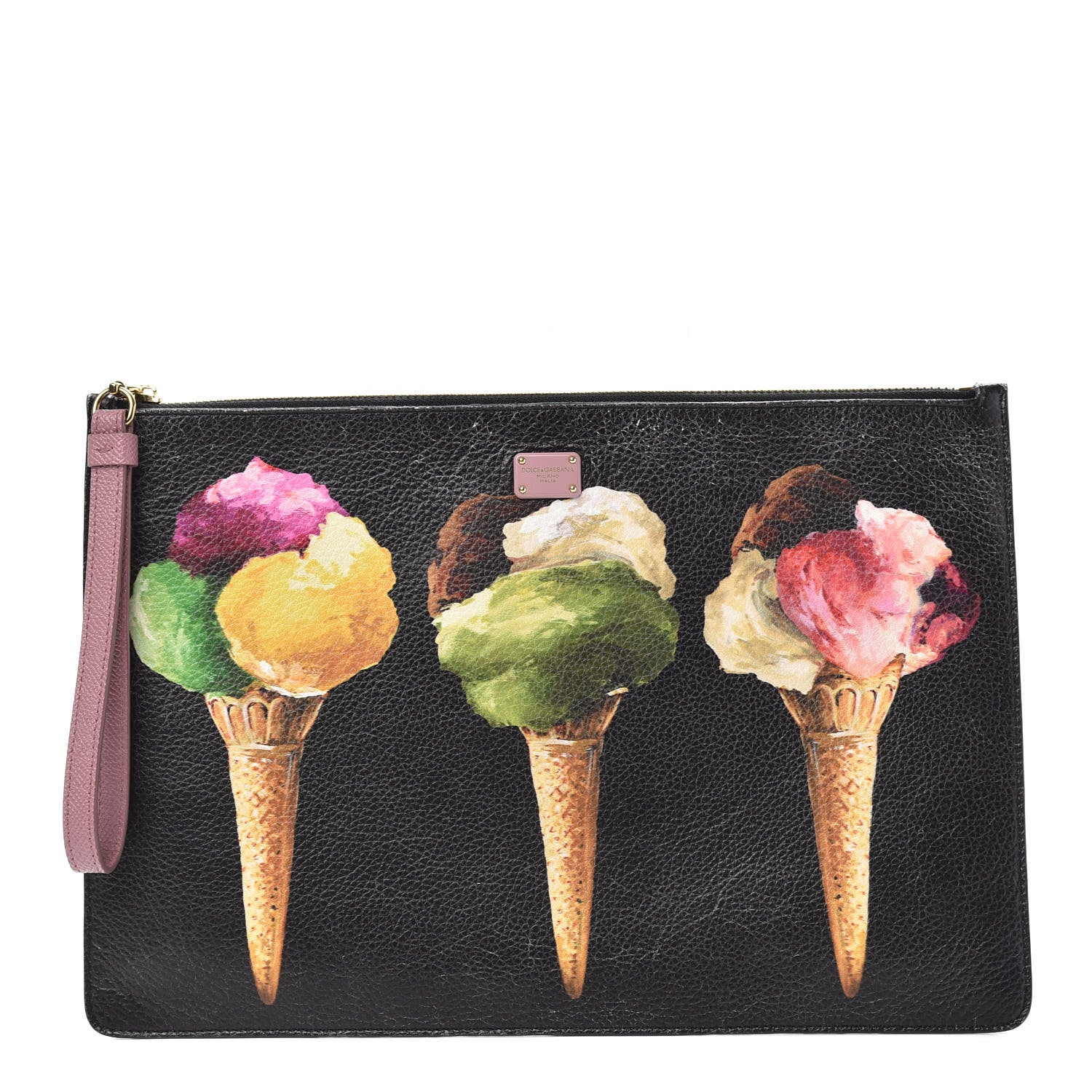 Dolce & Gabbana Vitello Stampato Ice Cream Pouch Black Multicolor 1 of 9