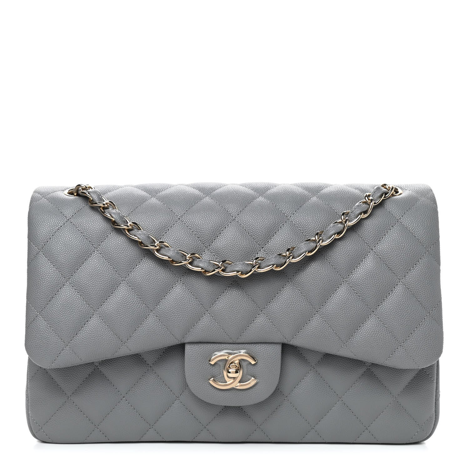 Chanel Caviar Quilted Jumbo Double Flap Grey 1 of 9