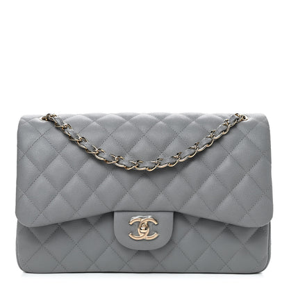 Chanel Caviar Quilted Jumbo Double Flap Grey 1 of 9