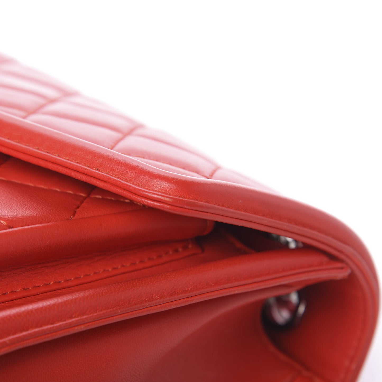 Lambskin Quilted Large Geometric Flap Red