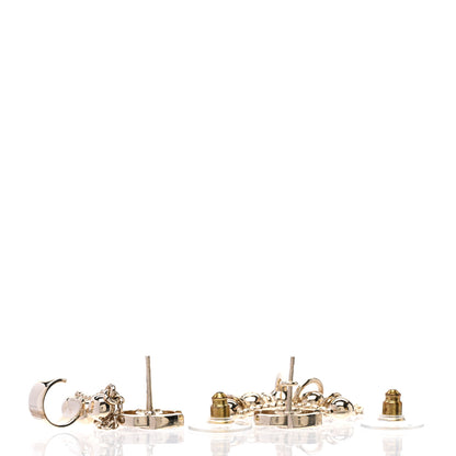 Chanel Metal Crystal CC Chain Cuff Earrings Gold 3 of 4