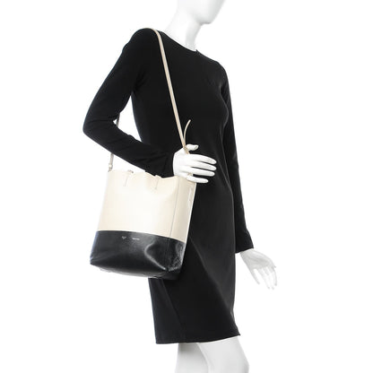Celine Grained Calfskin Small Vertical Bi-Cabas Cream Black 3 of 15