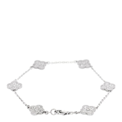 Van Cleef & Arpels 18K White Gold Diamond 6 Motifs Sweet Alhambra Bracelet 2 of 5