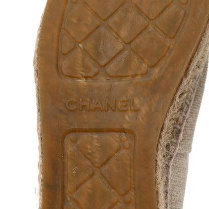 Chanel Toile Sequin CC Espadrilles 40 Beige Black 8 of 9