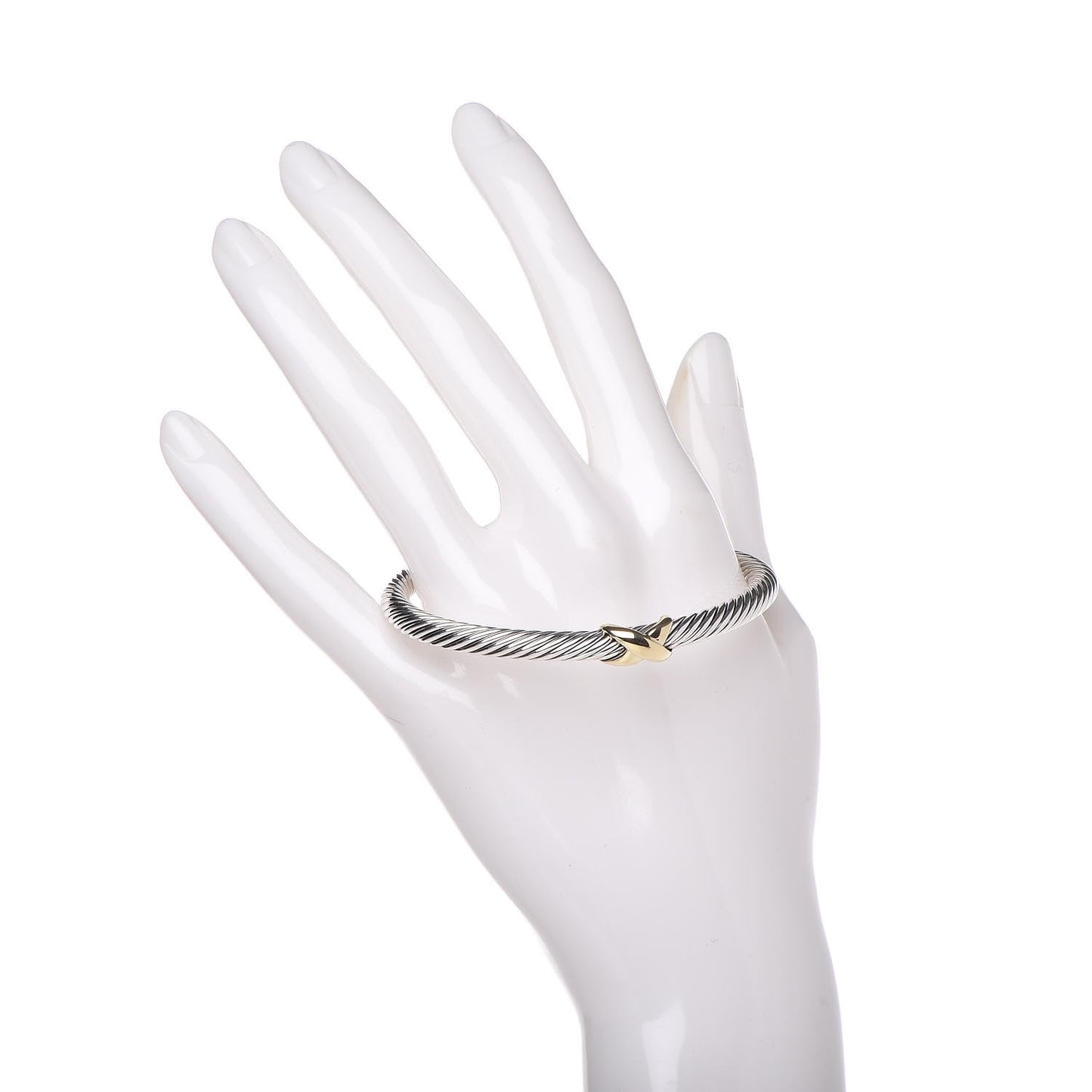 Sterling Silver 14K Yellow Gold 5mm X Station Cable Bracelet