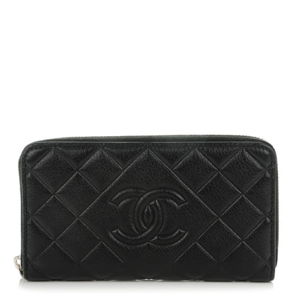 Chanel Calfskin Quilted Small Diamond CC Zip Around Wallet Black 1 of 8