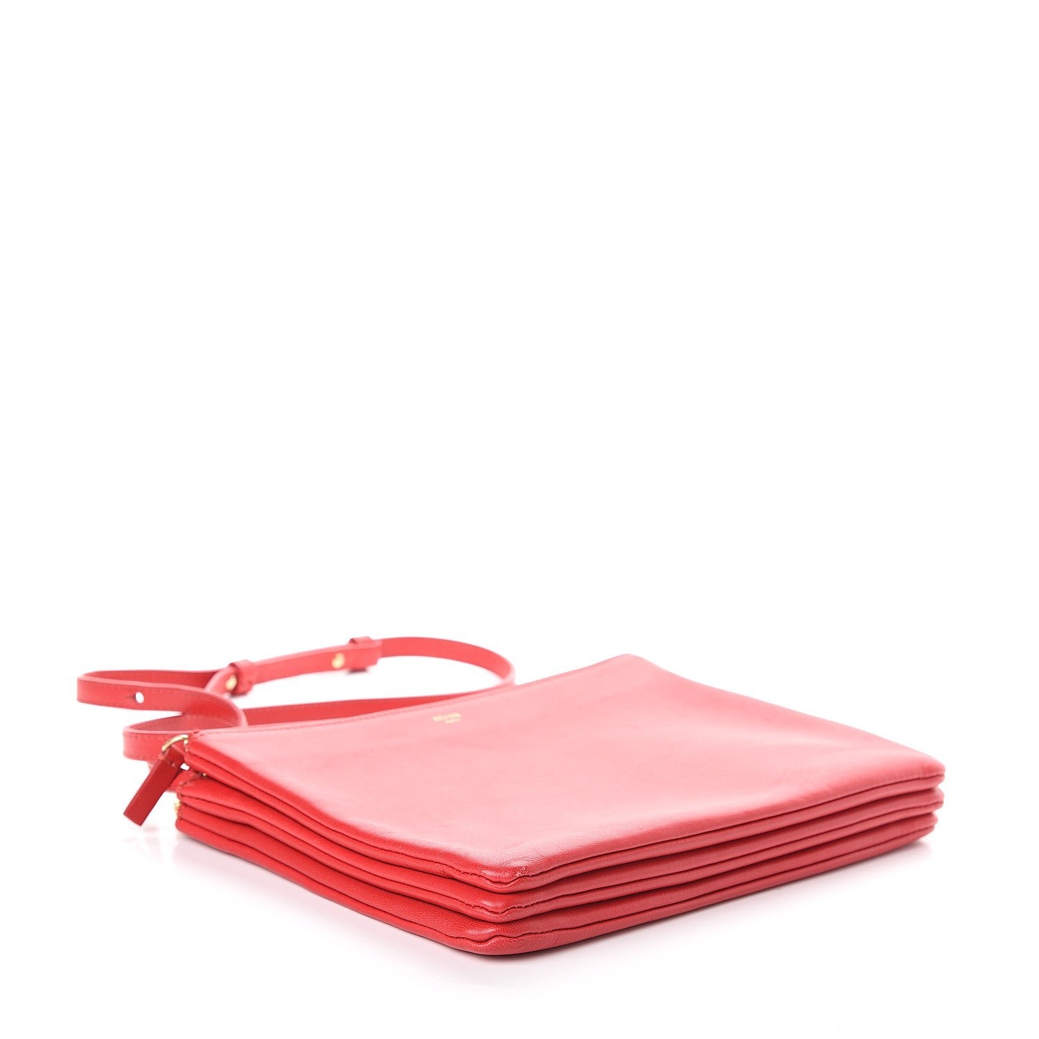 Celine Lambskin Large Trio Crossbody Bag Red 3 of 9