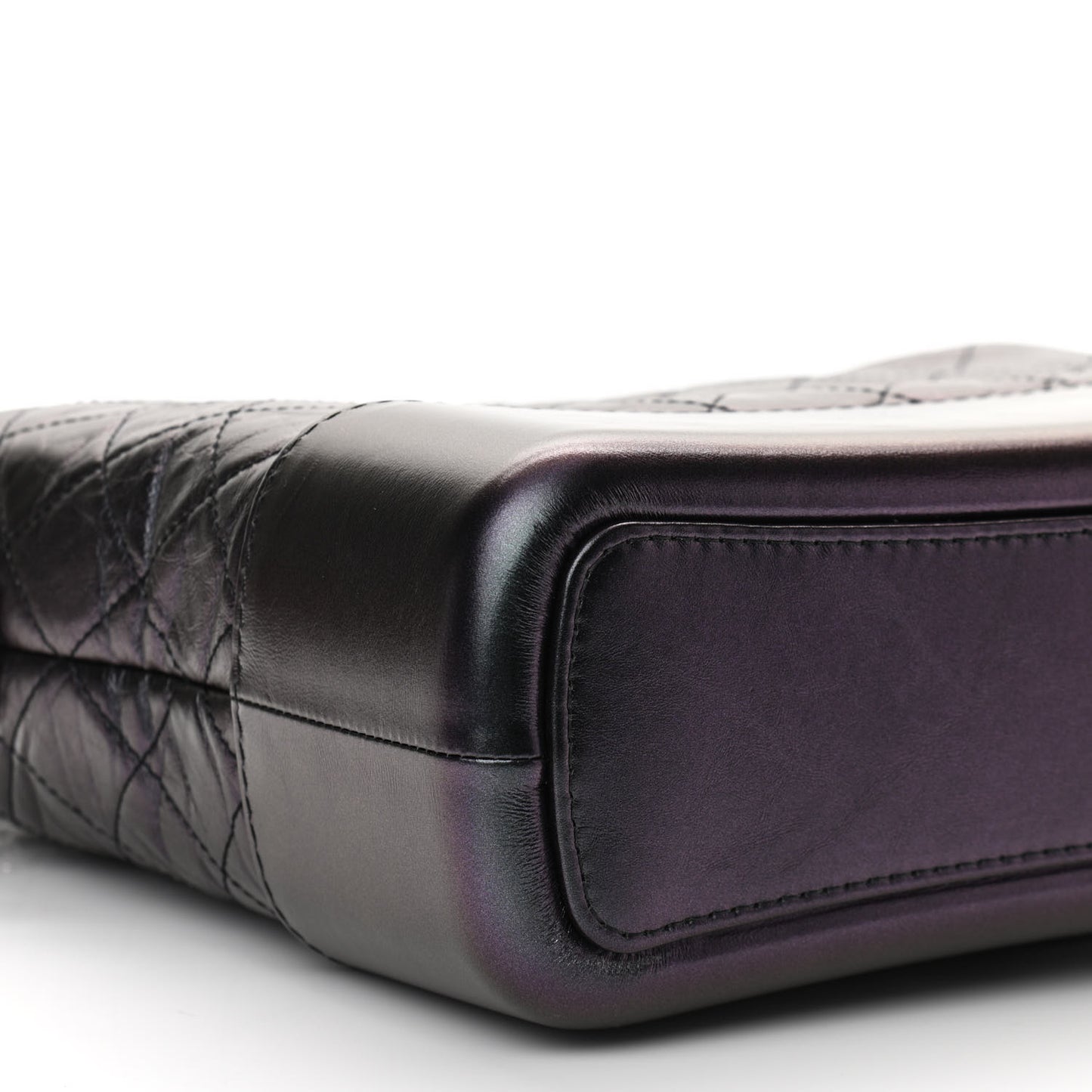 Iridescent Aged Calfskin Quilted Medium Gabrielle Hobo Black