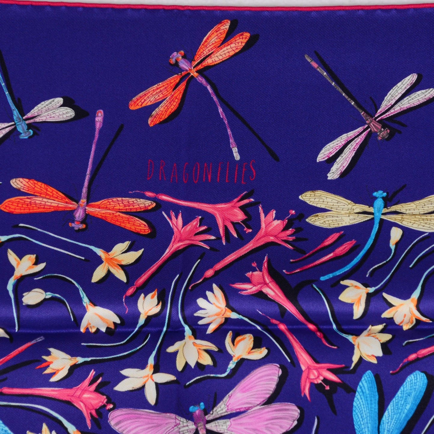 Silk Dragonflies Scarf 70 Iris Rose Turquoise